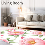 Watercolor Peony Blossom Garden Tapestry with Delicate Songbird Motifs(Pink)