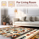 Ultra Soft Area Rug, Non Slip, Stain Resistant, Washable Area Rugs for Living Room, Bedroom, Non-Slip Aztec Print Living Room Rug(Beige)