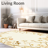 Elegant Low Pile with Gentle Floral Vine in Beige Hues(Beige)