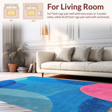 Ultra Soft Area Rug, Non Slip, Stain Resistant, Washable Area Rugs for Living Room, Bedroom, Abstract Modern Jardin(Blue)