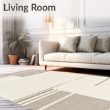 Geometric Block Design Area Modern Striped in Beige(Beige)