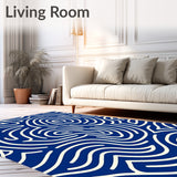 Contemporary Ripple Maze Featuring Interlocking Curves and Whimsical Spirals (Blue)