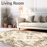 Classic Ornate Area with Distressed Damask and Timeless Neutral Shades(Beige)