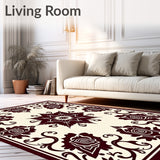 Vintage Rose Garden Medallion with Swirling Botanical Flourishes(Maroon)