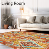 Vibrant Area Rug Golden Canyon Southwest Style(Orange)