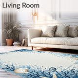 Coastal Serenity Area Blue Grey Seashells and Starfish(Blue)