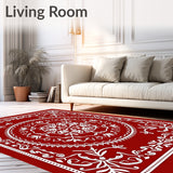 Snowflake Holiday Festive Low Pile(Red)