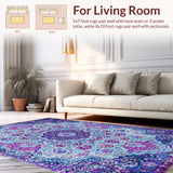 Ultra Soft Area Rug, Non Slip, Stain Resistant, Washable Area Rugs for Living Room, Bedroom, Boho Chic Distressed Living Room Rug(Blue) - ODIKA