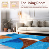 Ultra Soft Area Rug, Non Slip, Stain Resistant, Washable Area Rugs for Living Room, Bedroom, Abstract Modern Soft Non-Slip Living Room(Blue)