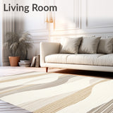 Contemporary Cream Showcasing Striped Motif(Beige)