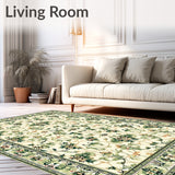 Hallway Runner with Beige/Green Floral(Ivory)
