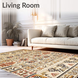 Sedona Tribal Abstract Area with Geometric Border Design(Beige)