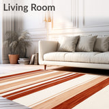 Earthen Tone Striped Area Durable Indoor Floor(Beige)