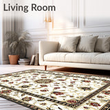 Vintage Floral Motif Easy Care Beige and Cream(Beige)