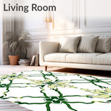 Verdant Trellis with Art Nouveau Floral Accents (White)