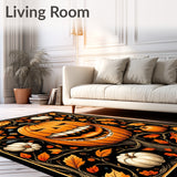 Harvest Moon Pumpkin Medallion Circular Tapestry(Orange)