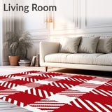 Gingham Patchwork with Holiday Stripe Motifs(Red)