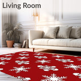 Elegant Snowflake Motif Area With Delicate Interlocking(Red)