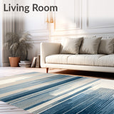 Abstract Fluid Stripe in Neutral Beige and Gray with Cool Blue Highlights(Beige)