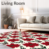 Poinsettia Bloom Christmas Flower Seasonal Floor Covering(Red)