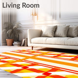 Modern Sunset Tartan Patterned Interlocking Grid Accent Art(Orange)