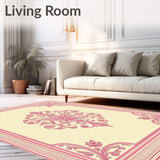 Vintage Distressed Damask with Scrollwork Flourishes (Pink)