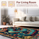 Ultra Soft Area Rug, Non Slip, Stain Resistant, Washable Area Rugs for Living Room, Bedroom, Castle Themed Non Slip Playroom Carpet(Red)