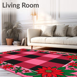 Checked with Poinsettia Floral Borders(Pink)