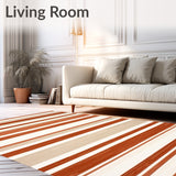 Canyon Stripe Non Shedding Area Modern Beige Patio(Beige)