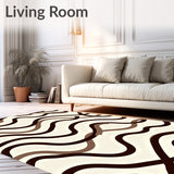 Minimalist Wave Design Featuring Flowing Interlocking Bands and Contours (Beige) - ODIKA