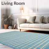 Abstract Loops Area Blue Beige Checkered Design(Blue)