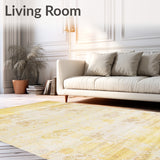 Abstract Floral Beige Yellow Area for Entryway(Yellow)