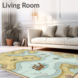 Tropical Seascape Treasure Cove Nautical Adventure Map(Beige)