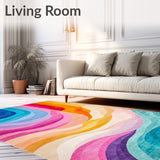 Whimsical Waves Colorful Undulating Design for Playrooms(Blue)