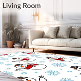 Festive Holiday Snowman Doormat Collection Whimsical Character Design(White)