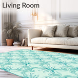 Elegant Damask Inspired Motif with Curved Floral Silhouettes (Blue) - ODIKA