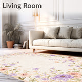 Beige Floral Throw Low Pile Spring Vibrant(Beige)