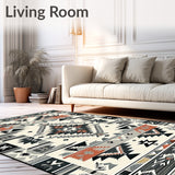 Abstract Tribal Round Area Black Gray Off White(Gray)