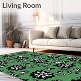 Shadow Bloom Floral Motif Pile Accent(Green)