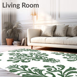 Damask Scrollwork Design with Botanical(Green)