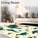 Beige Educational with Dinosaur Silhouettes and World Map(Green)