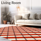 Countryside Cottage Gingham Diagonal Grid Homespun Textile(Red)