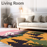 Rustic Landscape Mountain Woodland Artistic(Pink)