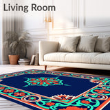 Celtic Knotwork Motif with Stylized Blossoms and Ornate Vines(Blue)