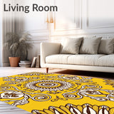 Luxurious Vintage Medallion Swirl Ornate Damask Elegant Motif (Yellow)