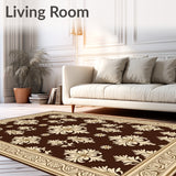 European Damask Tufted with Raised Floral Emblems(Brown)