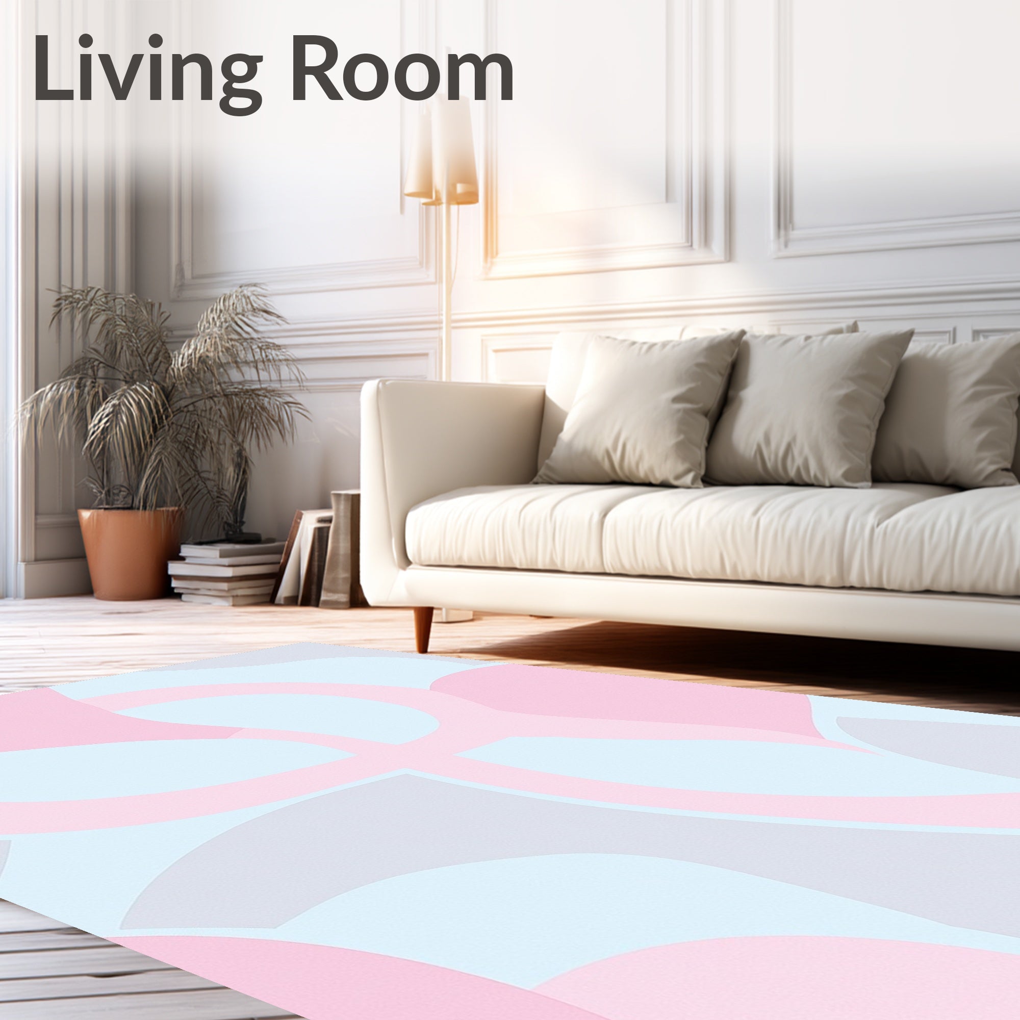 Moody Boho Abstract Featuring Pastel Shapes and Lines (Pink) - ODIKA