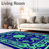 Ornate Floral Medallions Intertwined with Delicate Vines and Leaf Accents (Blue)