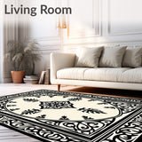 Elegant Medallion Symmetrical Ornate Floral Traditional Motif (Black)
