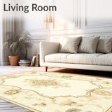 Ethereal Scallop Floral Medallion – Beige Area with Flowing Design(Beige)